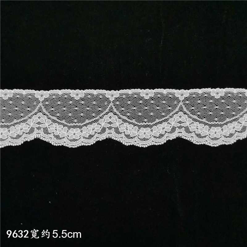 在庫あり卸売5.5cmナイロンレース、非伸縮性レース生地、ベビー服アクセサリー、レースベルト