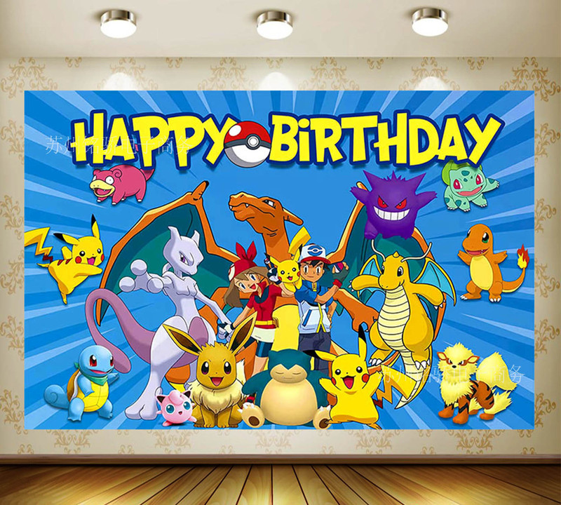 Foreign trade ice and snow adventure Wangwang team Pikachu jinglingbao Ke Meng children's birthday party photography background cloth