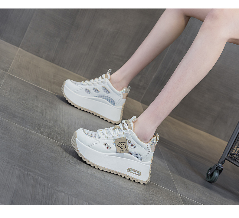 Platform White Sneakers 2025 New Style Height Increasing 8cm Small Foot Appearance Casual Versatile Color Block Mesh_vogvips.com