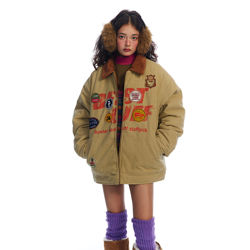 City Fanpin 2024 Winter New Carhart Water Retro Corduroy Lined Cotton Jacket Winter Clothes