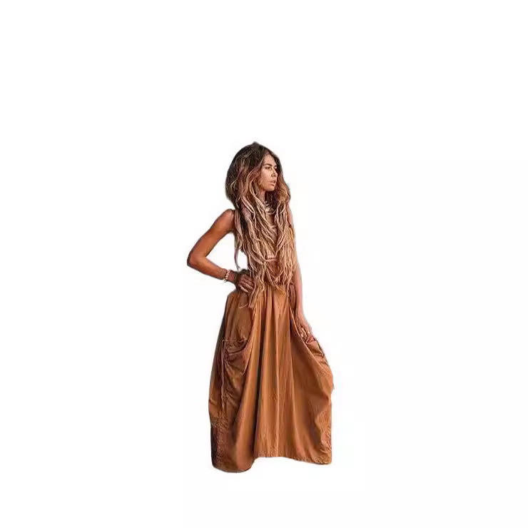 European American Women's Casual 2024 New Style, Bohemian Loose-fitting Versatile Long Skirt With Drawstring And Large_voghion.com