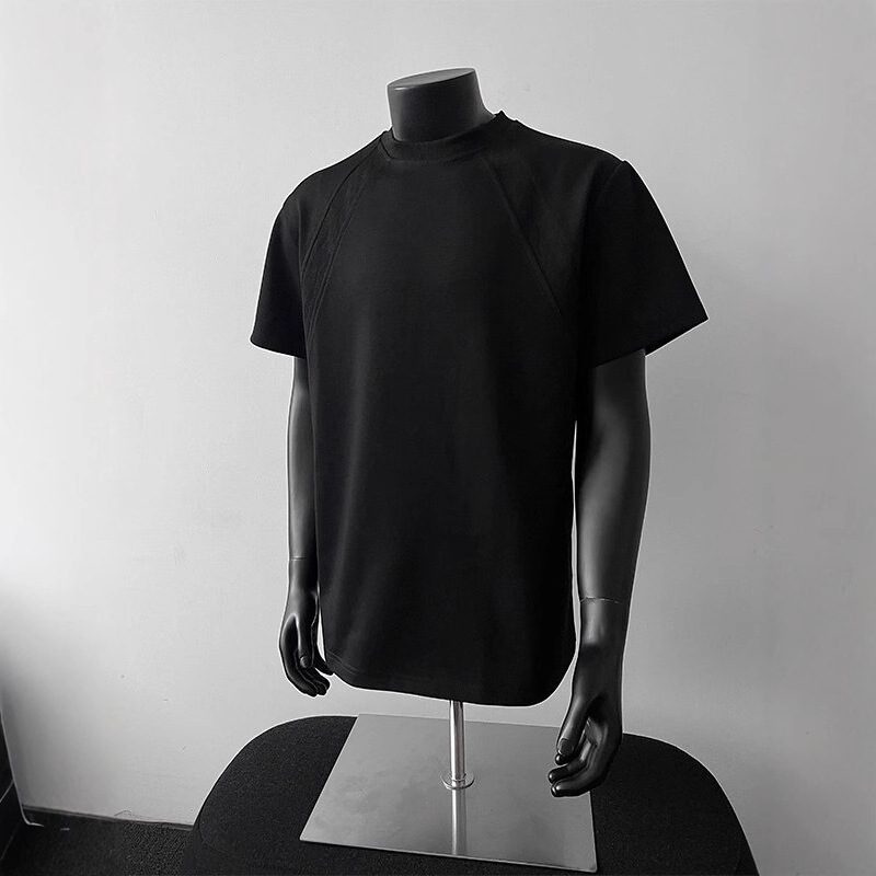 Grey Deconstructed Stitching Boxy Version Short-sleeved Men's Summer Heavy American Style cleanfit Fitness Sports T-shirt