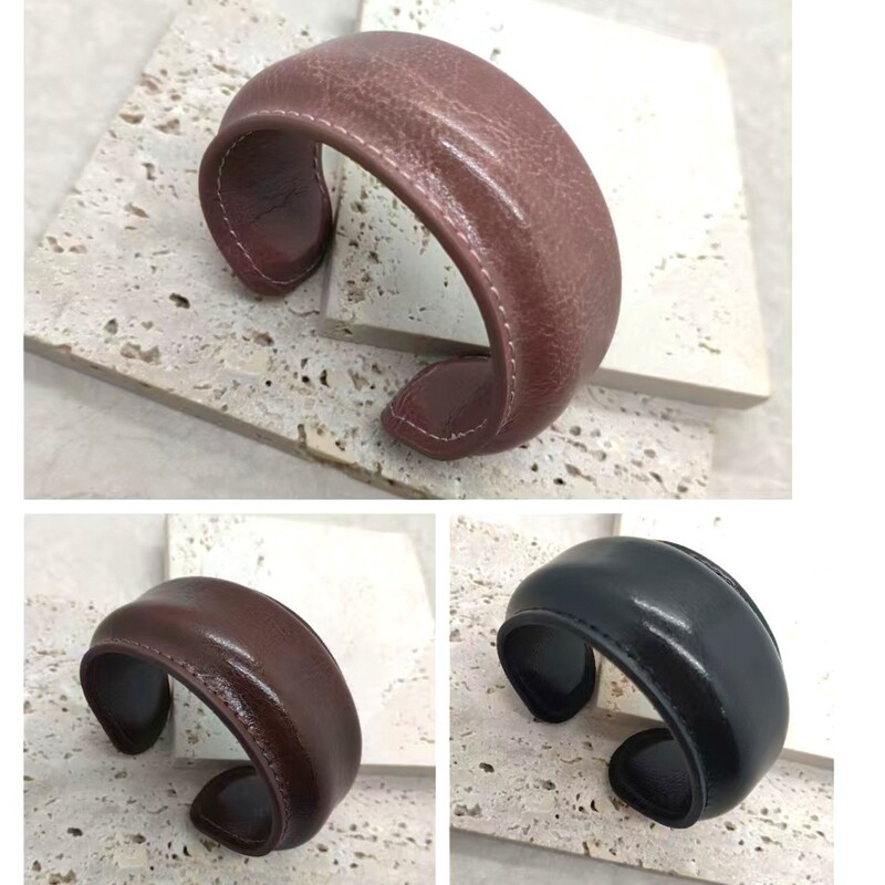Leather Normcore Wide Open Bracelet C-Shaped Accessible Luxury Niche Design High-End Bracelet