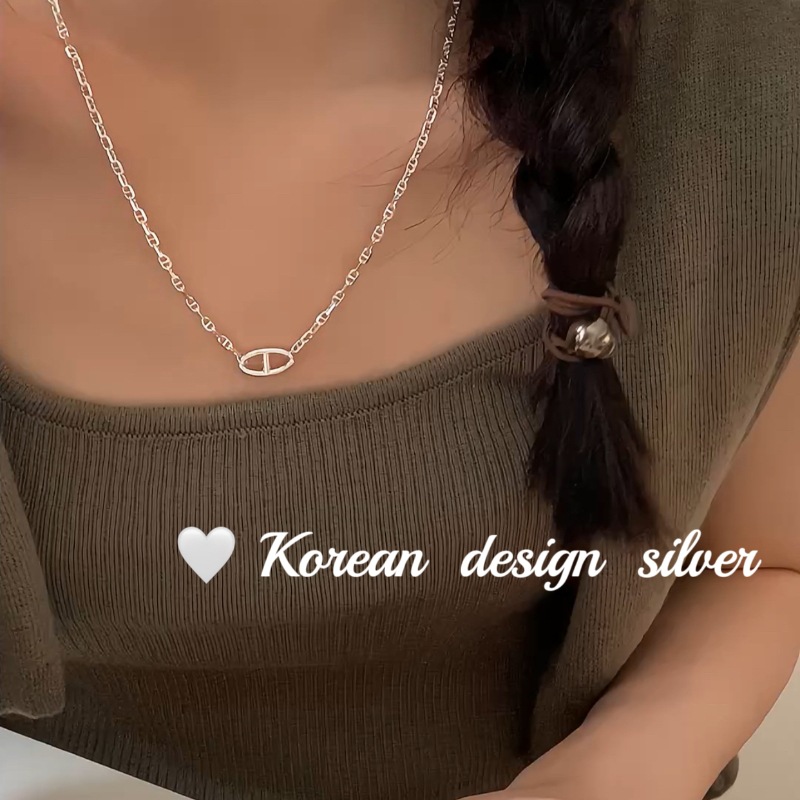 韓國小眾925純銀粗款豬鼻子項鍊女鎖骨鏈可疊戴簡約ins小紅書同款
