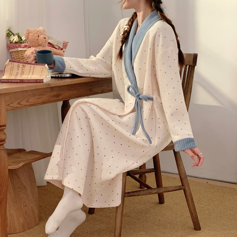 新款孕妇哺乳睡裙秋冬款空气棉月子服春秋产后长袖产妇待产喂奶裙