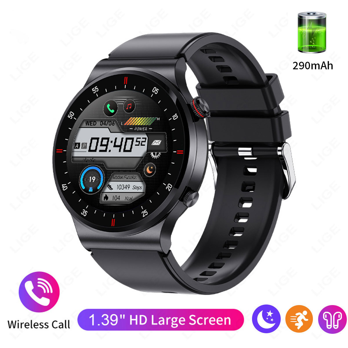 Men's Smartwatch Heart Rate Blood Pressure Blood Oxygen Monitoring Music Playback Remote Control Camera Bluetooth Calling_voghion.com