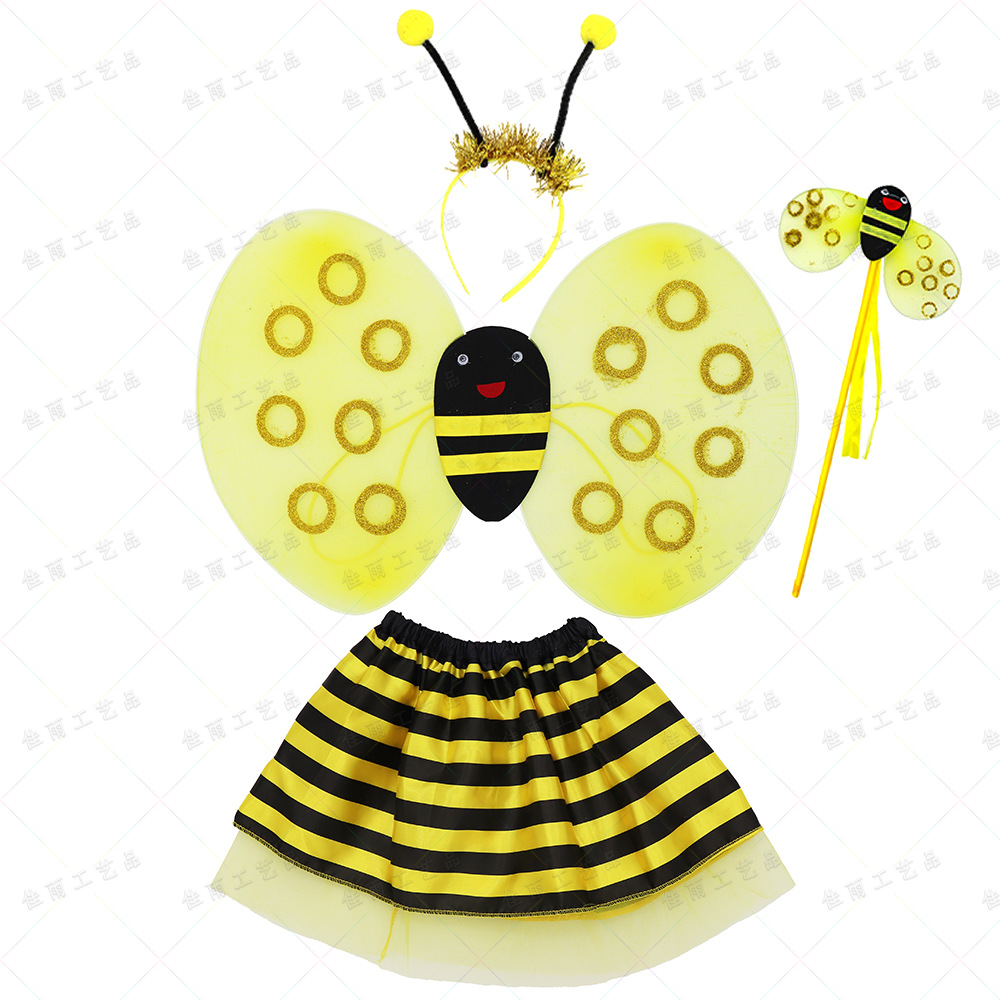 Jiayu Liuyi Children's Little Bee Wings Accesorios Little Ladybug Juego de cuatro piezas Cute Princess Falda Ropa al por mayor