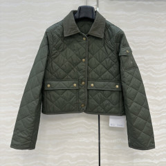 纯色菱格家夹棉翻领棉服 减龄小个子百搭短款小外套秋冬AW80191