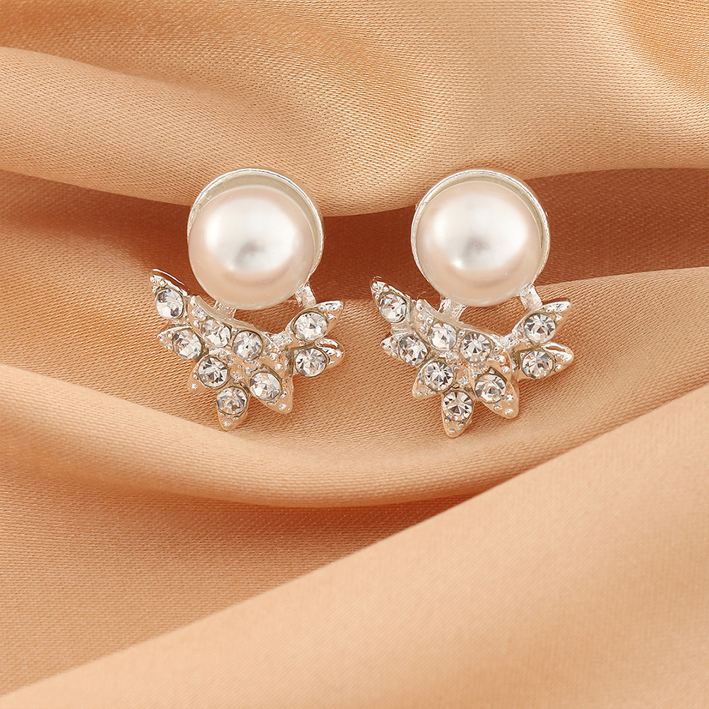 fashion simple pearl earrings geometric diamond alloy stud earringspicture2