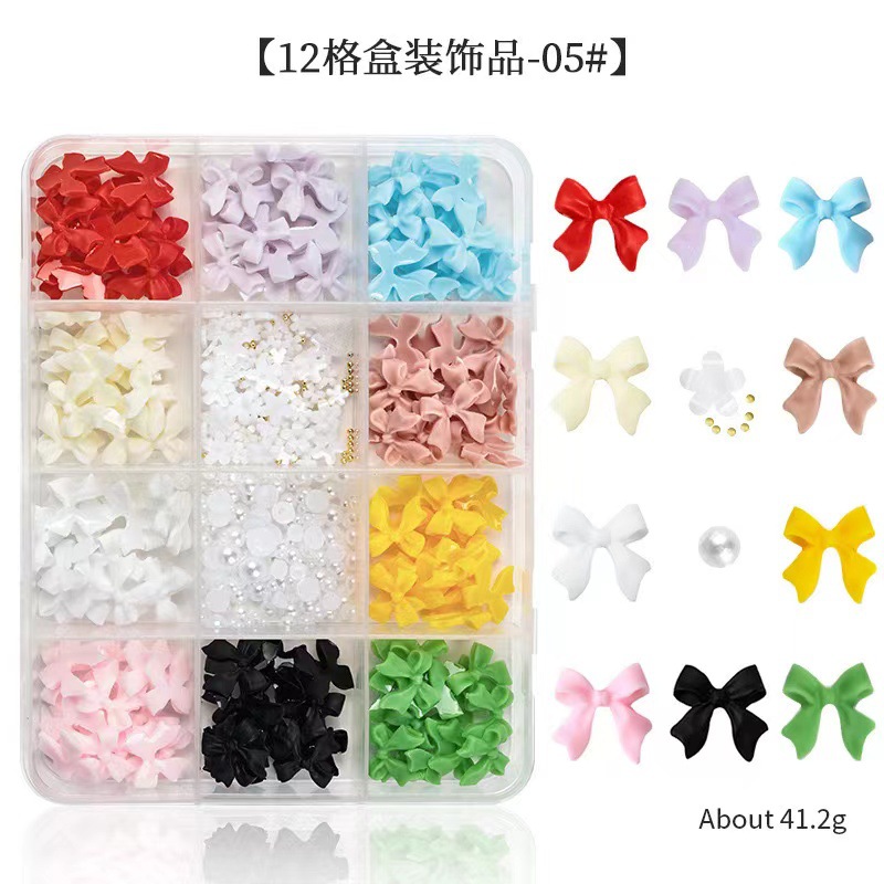 Explosión 3D aurora estereoscópica corbata de mariposa flores joyas de manicura resina roja red taladro plano accesorios de perlas semicirculares