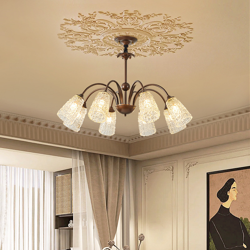 Araña de sala de estar, estilo chino americano, luz principal de salón, estilo francés romántico Nanyang, diseño, iluminación de dormitorio de comedor