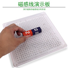 磁感线演示板铁针铁砂含强条形磁铁磁场线分布图初中物理磁学实验