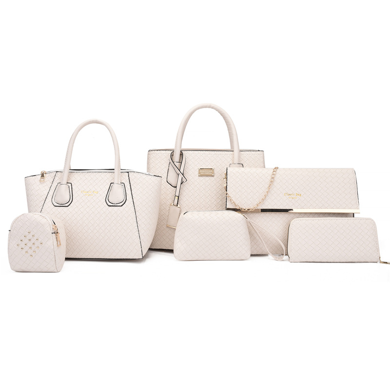 Conjunto de seis bolsos tejidos versátiles de moda para mujer 2025, que incluye bolsos de mano, bolsos de hombro y bolsos cruzados, para madre e hija.