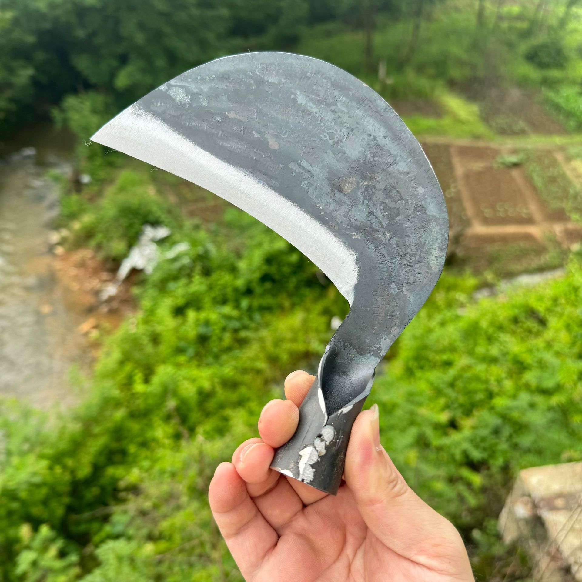 手工锻打农用刀具砍柴刀镰刀劈柴砍树开山刀锰钢锻打勾刀砍割两用