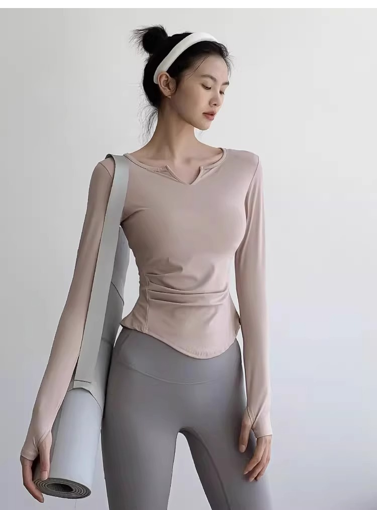Breathable Women's Yoga T-shirt Slim Fit Quick-drying Sports Top_voghion.com