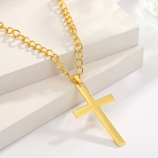 Golden light cross necklace