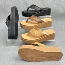 跨境大码坡跟厚底人字拖女松糕底夹趾凉鞋外穿时尚百搭休闲沙滩度