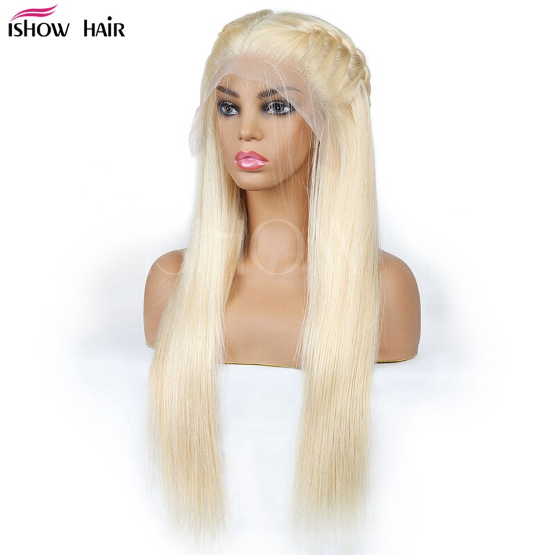613 # Wig 13X6 Front Lace Human Hair Straight Hair Headgear Golden Human Hair Factory Cross-Border Wholesale