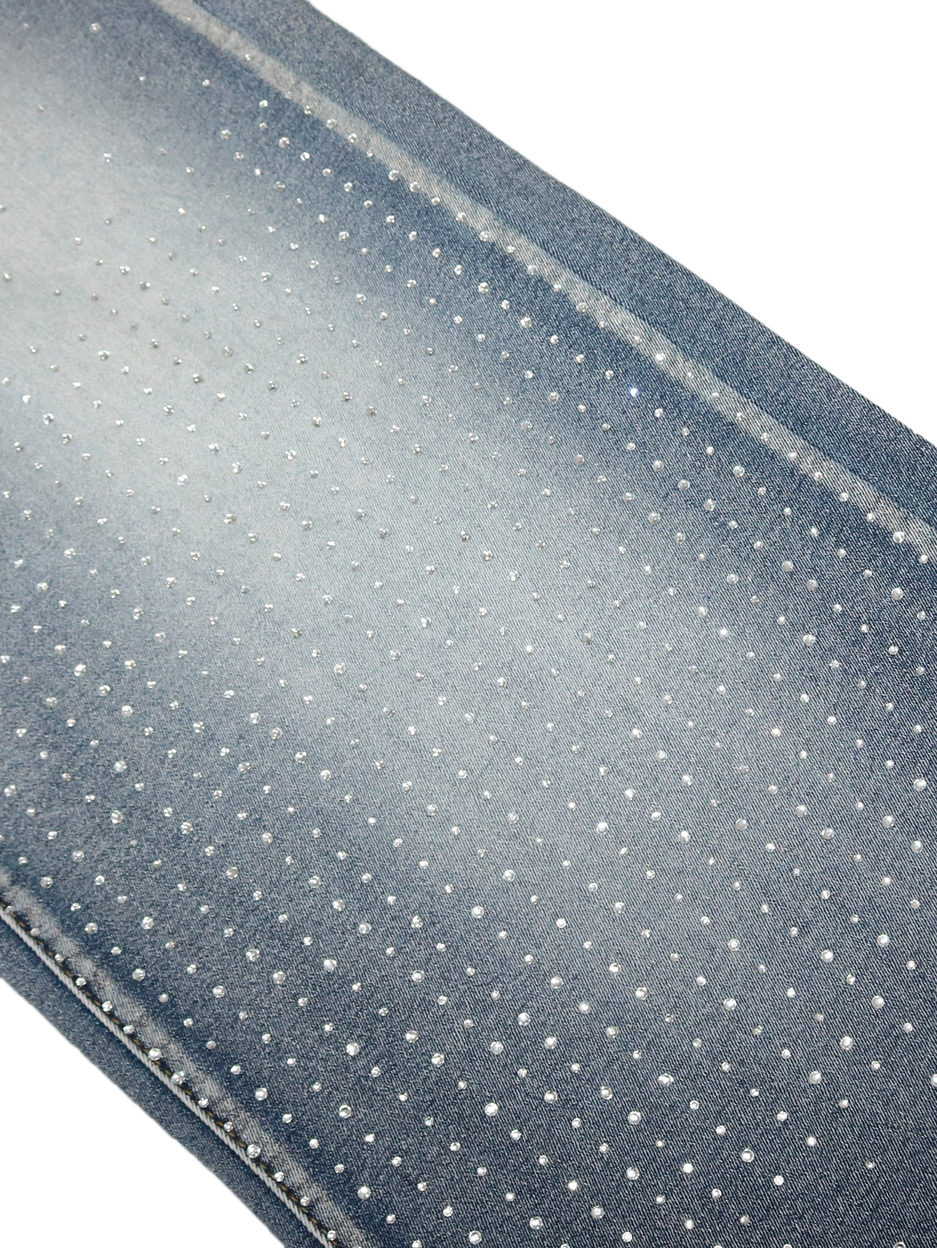 Damjeans med hög midja och strass med breda ben för fest_voghion.com