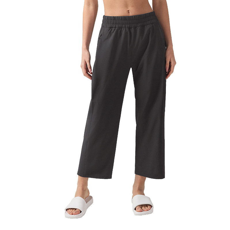 Pantalones deportivos sueltos para mujeres colgantes sensación de colgantes rectos pantalones de pantalones de gimnasio casuales peluchu piernas anchas pantalones de 24 " image 6