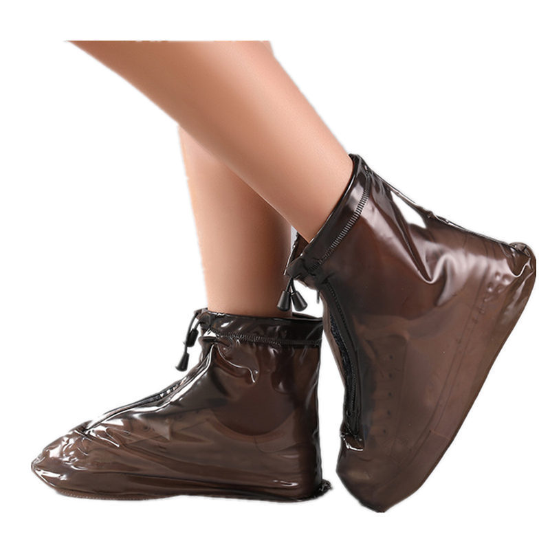 Cubierta del zapato impermeable a media pantorrilla simple engrosada resistente al desgaste antideslizante viaje al aire libre hombres y mujeres Fábrica cremallera cubierta del zapato de la lluvia
