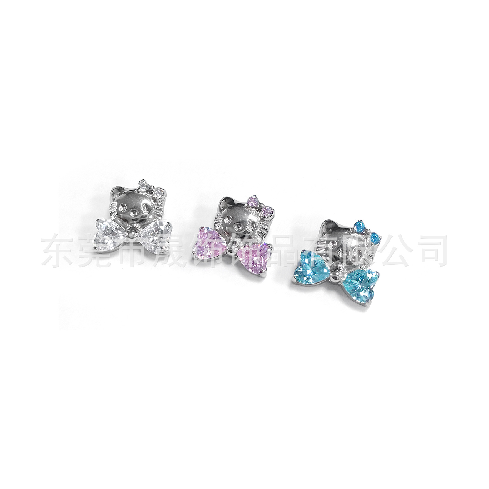 F136 Titanium Alloy 可爱Kitty猫 Ear Stud Studded 5A Cubic Zirconia Helix Cartilage Stud G23 Titanium Internal Thread Piercing Jewelry