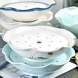 陶瓷干冰盘子创意冒烟菜盘餐厅火锅店酒店刺身肥牛毛肚盘大号冰盘