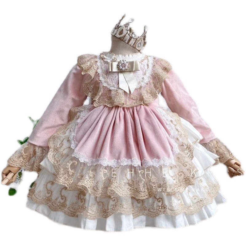 Chica española corte viento vestido otoño verano inflado princesa falda Lolita vestido cumpleaños vestido de Navidad vestido