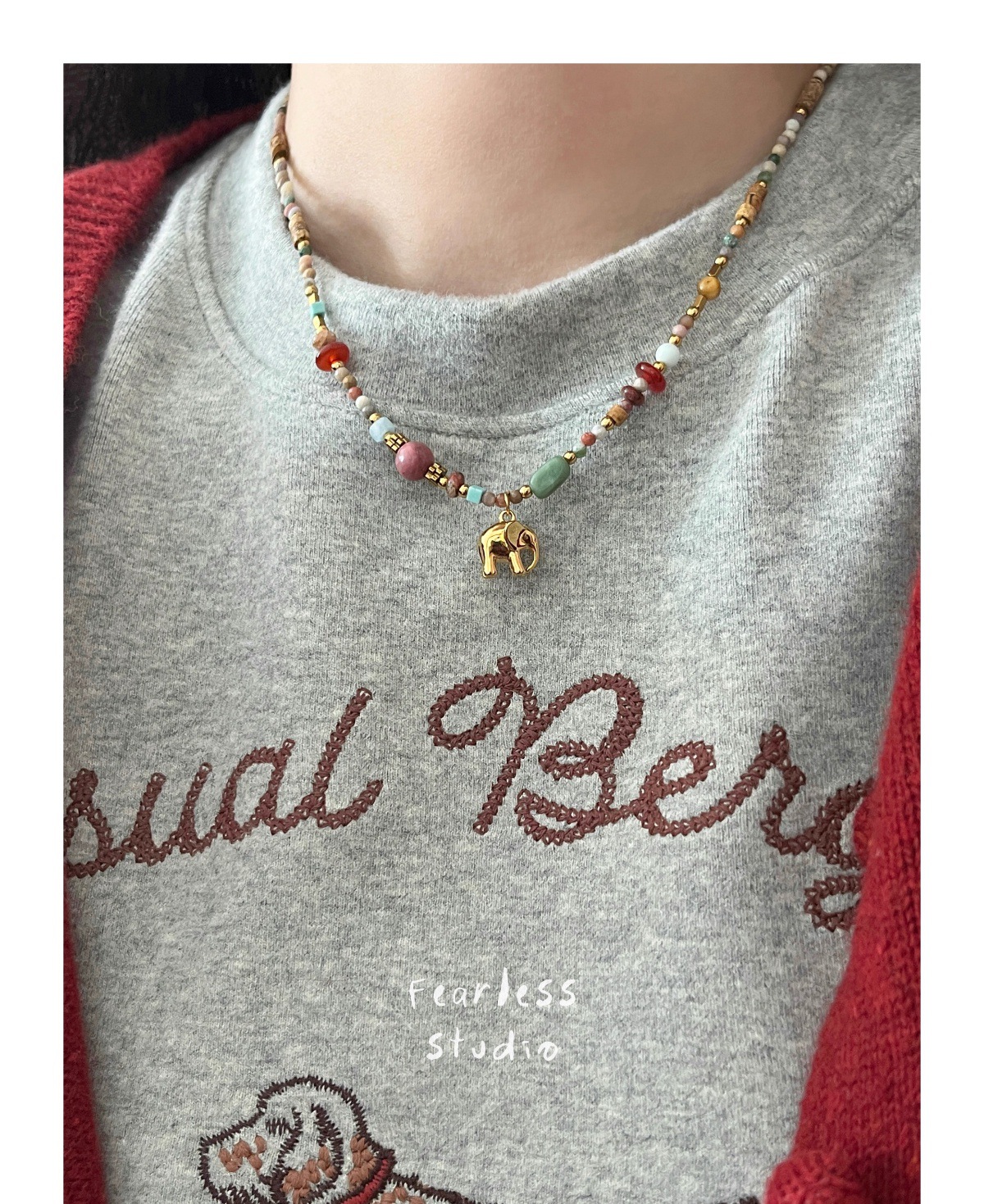13g Weight Lobster Trigger Clasp Closure Clasp Closure Type Titanium Steel Pendant Material Pendant Necklace Classification Natural Stone, Titanium Steel Chain Material Beaded Chain Chain Type 1 Piece Quantity Casual, Daily Occasion natural stone, Titanium Steel Material Elephant Pattern All Seasons Season Women's Gender Plating Design Classic Style Style Classic Style Elephant Natural Stone Titanium Steel Beaded Chain Pendant Necklace In Bulk 2