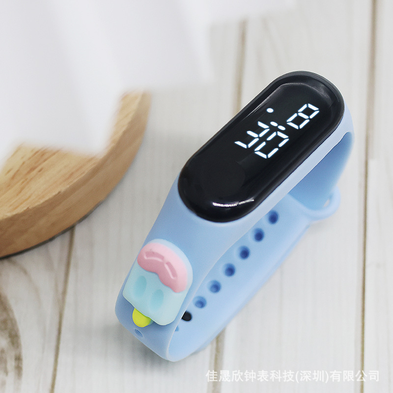 Cross-Border New Outdoor Sports Touch Waterproof Cartoon White Light Led Digital Watch Primary and Secondary School Student Watch