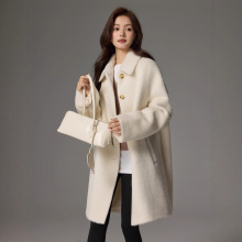 苏力羊驼绒加厚双面呢大衣女中长款新款高级感宽松羊驼绒毛呢外套