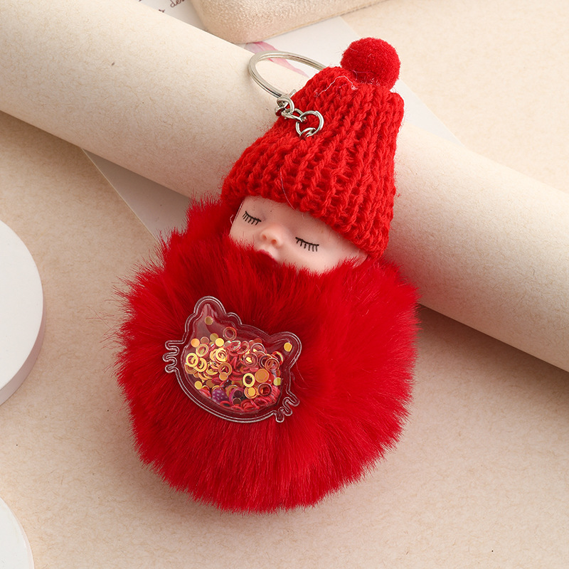 Amor dorado muñeca de sueño imitación de conejo bola de pelo colgante lindas bolsas escolares colgantes para niñas joyas de peluche llaveros