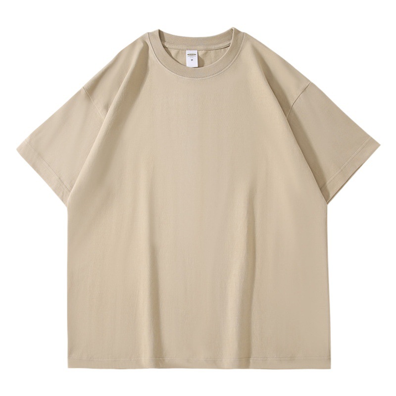 300g camiseta pesada de manga corta marca de moda para hombres y mujeres suelta camisa de fondo de algodón de media manga juvenil retro americana superior