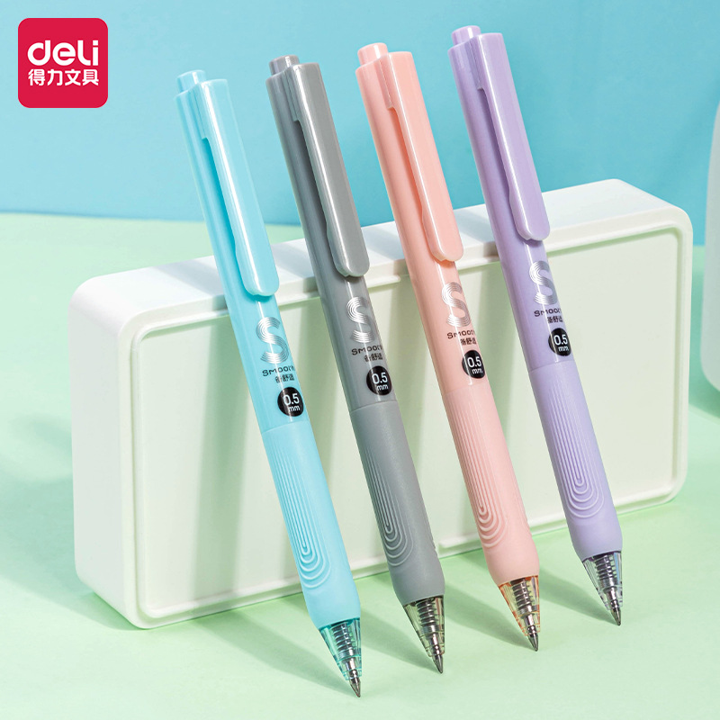 Deli V96 pluma de gel pluma firma pluma de agua Prensa bala aguja tubo de escritura suave 0,5mm