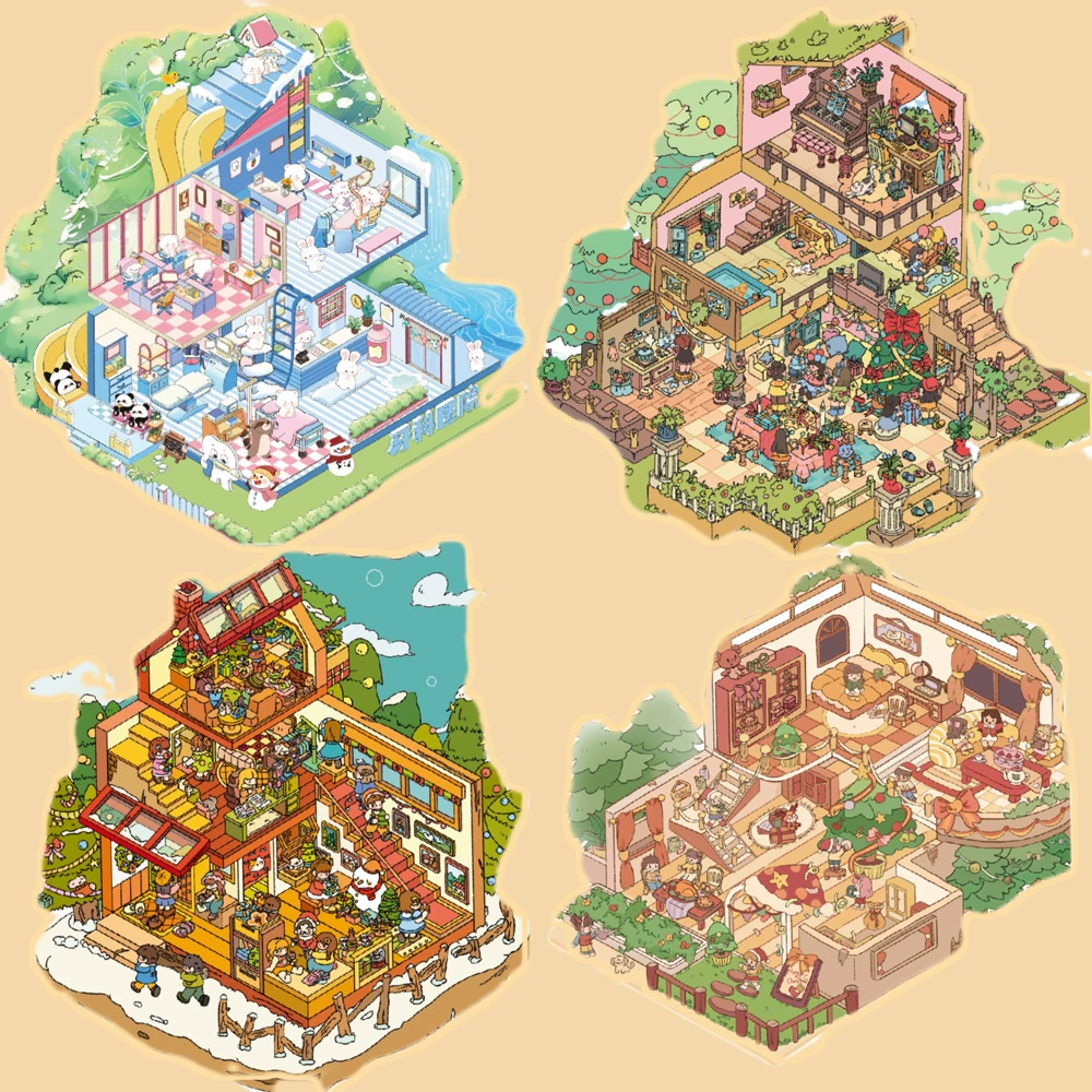 Бри 3.0 без вырезания головоломки DIY ландшафтное декомпрессионное миниатюрное место хранения наклейки 3D сложенные трехмерные хижины