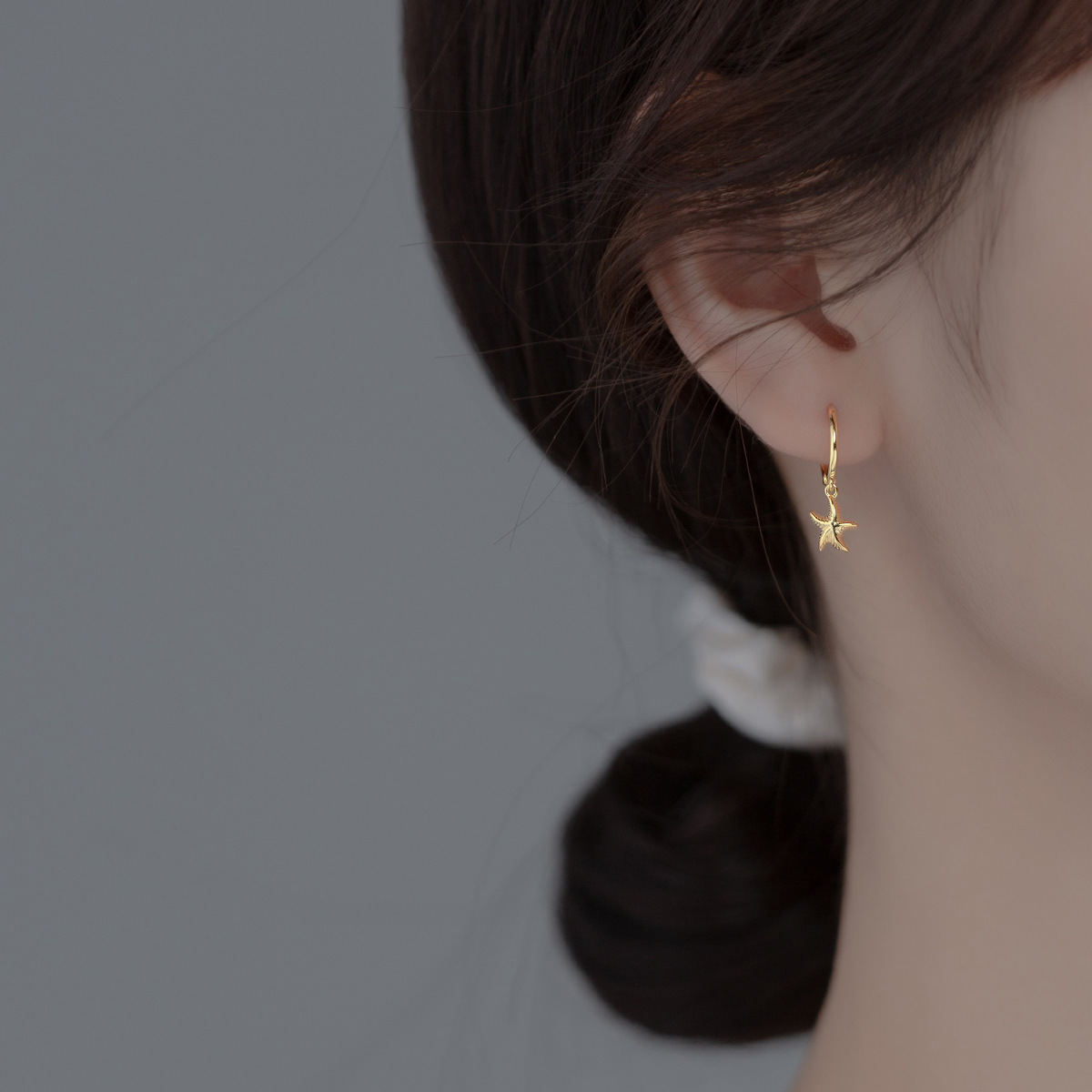 Eloch s925 plata elementos marinos simplista dulce estrella de mar auriculares frescos japoneses y coreanos auriculares mujeres M01211