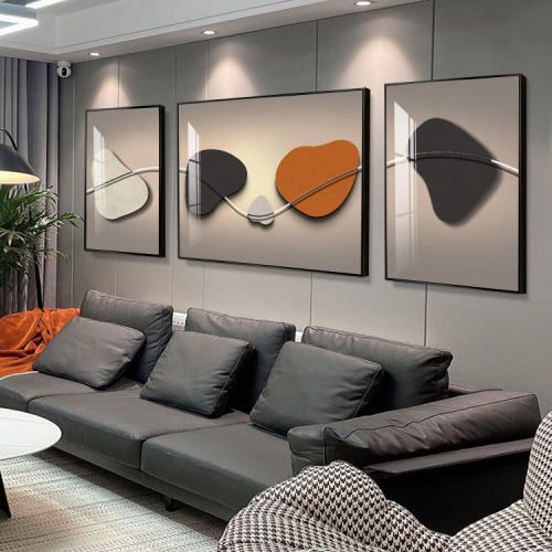 Modern Minimalist Living Room Decorative Painting, Abstract Art Sofa Background Wall Hanging, High-end and Grand Triptych