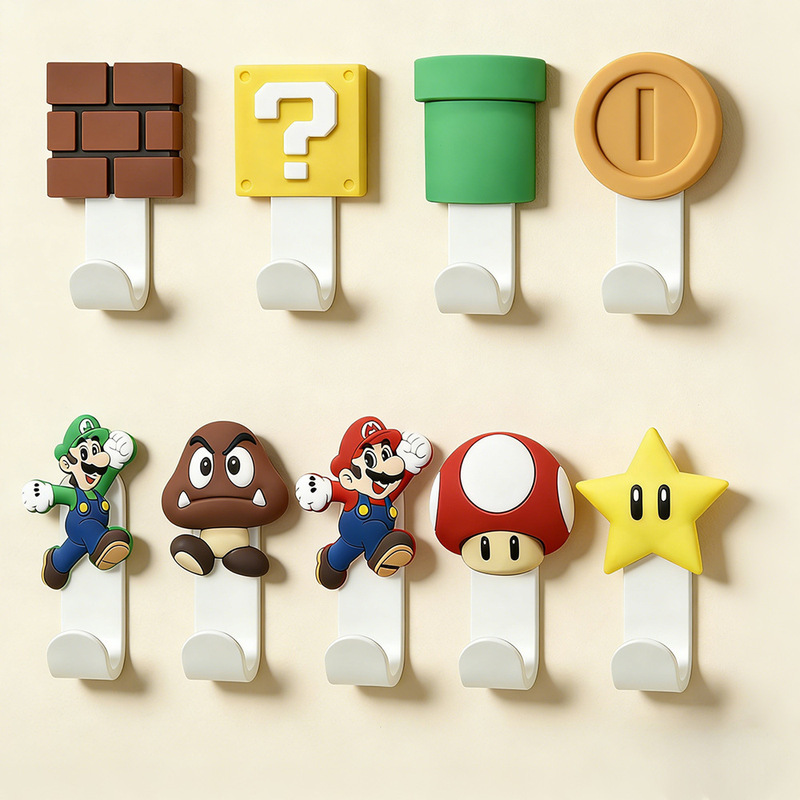 Mario No-Drill Hook, Traceless Strong Adhesive Hook, Towel Hook, Adhesive Hook for Hanging Keys Behind the Door Mario No-Drill Hook, Traceless Strong Adhesive Hook, Towel Hook, Adhesive Hook for Hanging Keys Behind the Door