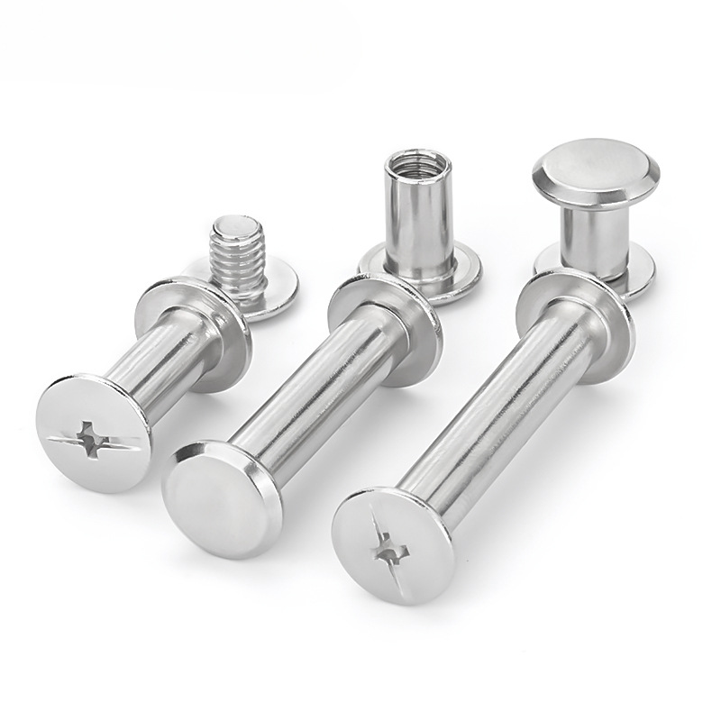 304不锈钢平头子母铆钉对锁螺丝镀镍账本铆钉对接扣螺丝螺母套装