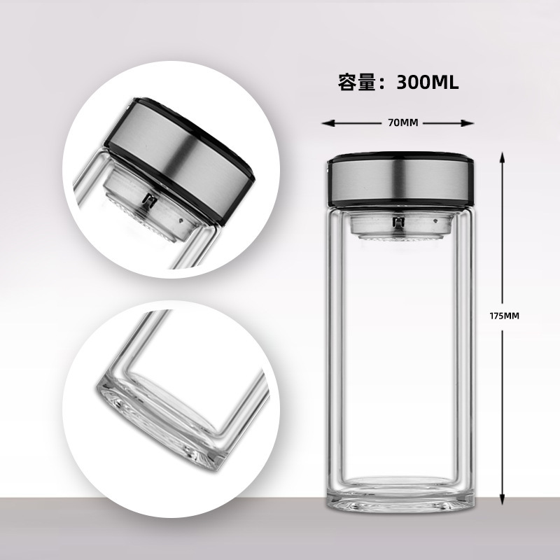 双层玻璃杯批发双层隔热耐高温高硼硅玻璃杯广告礼品杯子定制logo|undefined