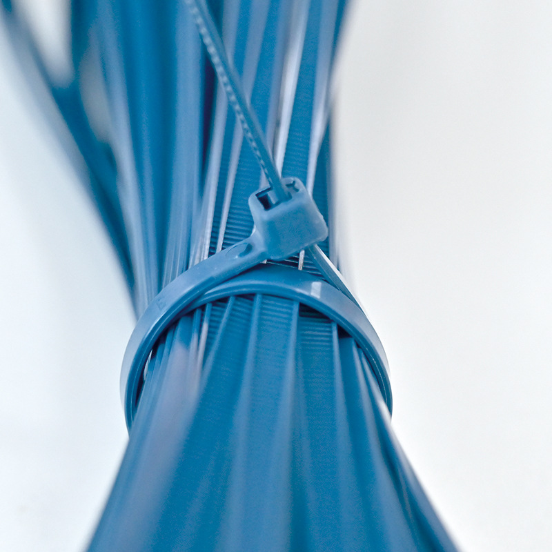 Food safety metal detectable packing band for food and pharmaceutical industry, metal detectable self-locking nylon tie.