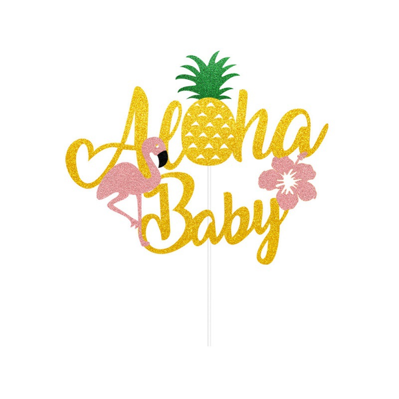 Suministro directo de fábrica de decoración de pastel de fiesta de cumpleaños hawaiano inserción de tarjeta de inserción de regalo de bebé complemento de cumpleaños gran inserción