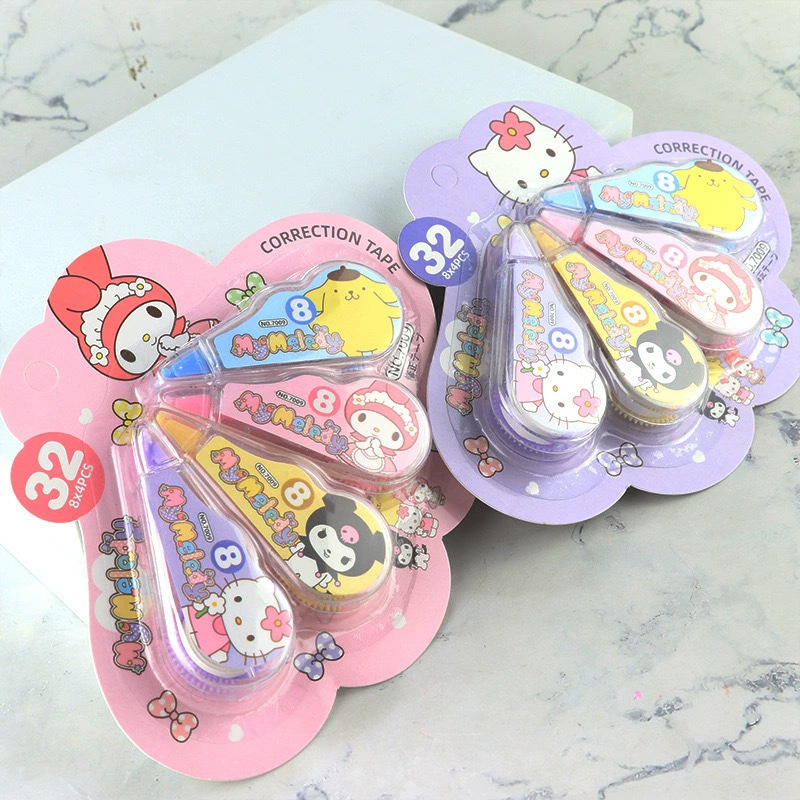 Nuevo Sanrio corrección creativa Cullomi Melaty cuatro paquetes corrección corrección corrección líquido de gran capacidad para niños