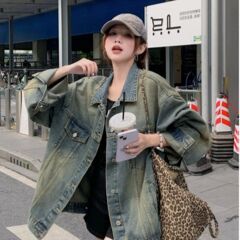 做旧水洗复古美式牛仔外套女春秋2025新款高街宽松休闲百搭上衣潮