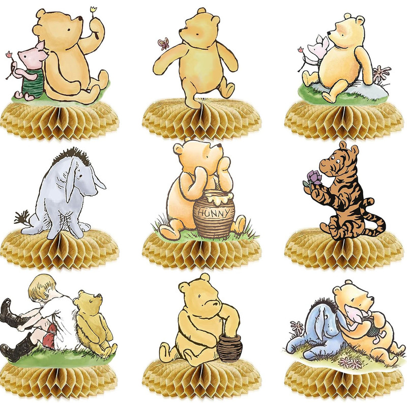 Winnie the Pooh Honeycomb Ornaments Birthday Party Desktop Decoration Dining Table Party Honeycomb Table Paper Honeycomb Base