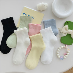 Maternity socks for summer, white cotton socks with a candy color scheme, postpartum socks, pure color, ice cream color system, knee-high socks, spring and autumn edition
