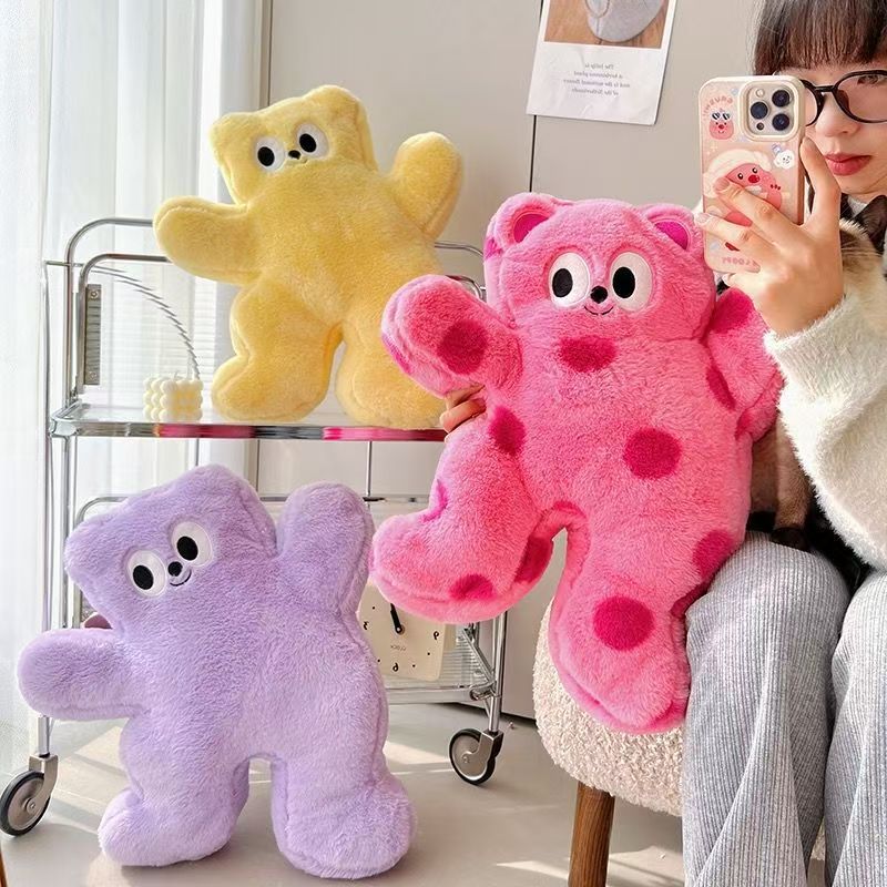 Polka Dot Bear Dopamine Pillow for Girls to Sleep On, Plush Toy, Sofa Cushion, Cute Doll for Sleep