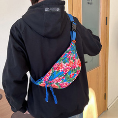 跨境新款情侶胸包東北大花國潮斜挎包民族風便攜單肩包手機腰包潮