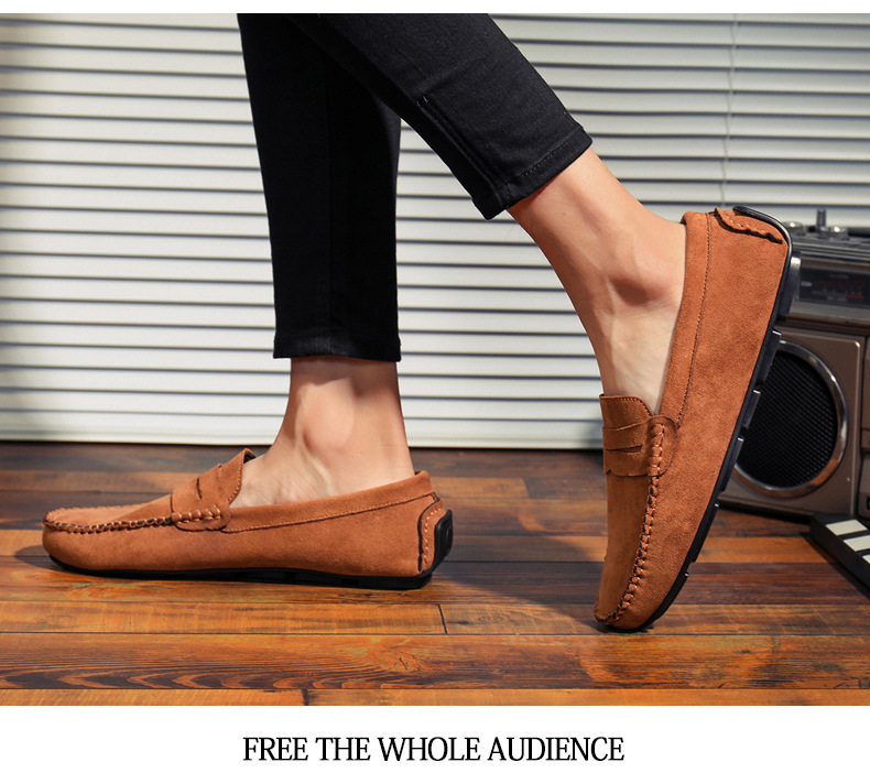 Doudou chaussures de conduite décontractées en cuir britannique, chaussures paresseuses pour hommes_voghion.com