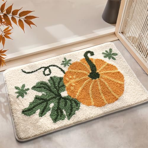 Cross-border Amazon best-selling pumpkin floor mat for home entrance, non-slip, dirt-resistant, faux cashmere floor mat, bathroom carpet